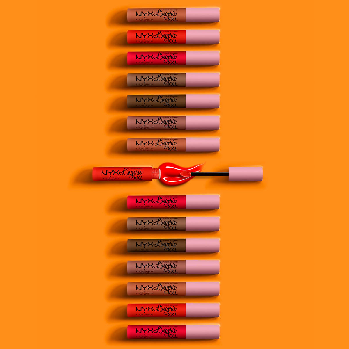 NYX Lip Lingerie XXL Matte Liquid Lipstick On Fuego with other lip products