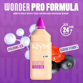 NYX Make 'Em Wonder Liquid Foundation 01 Pale texture on skin