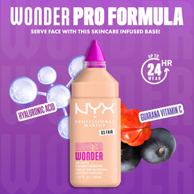 NYX Make 'Em Wonder Liquid Foundation 03 Fair applicator close-up