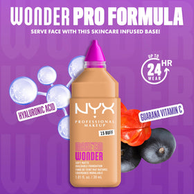 NYX Make 'Em Wonder Liquid Foundation 15 Buff application with brush