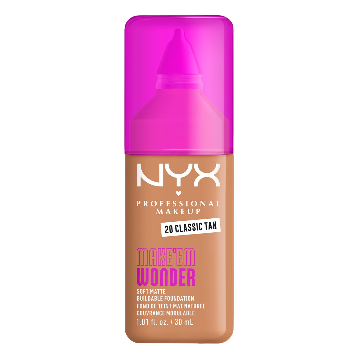 NYX Make 'Em Wonder Liquid Foundation 20 Classic Tan front view