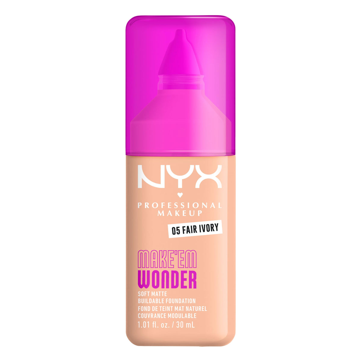 NYX Make 'Em Wonder Liquid Foundation 24HR Fair Ivory front view
