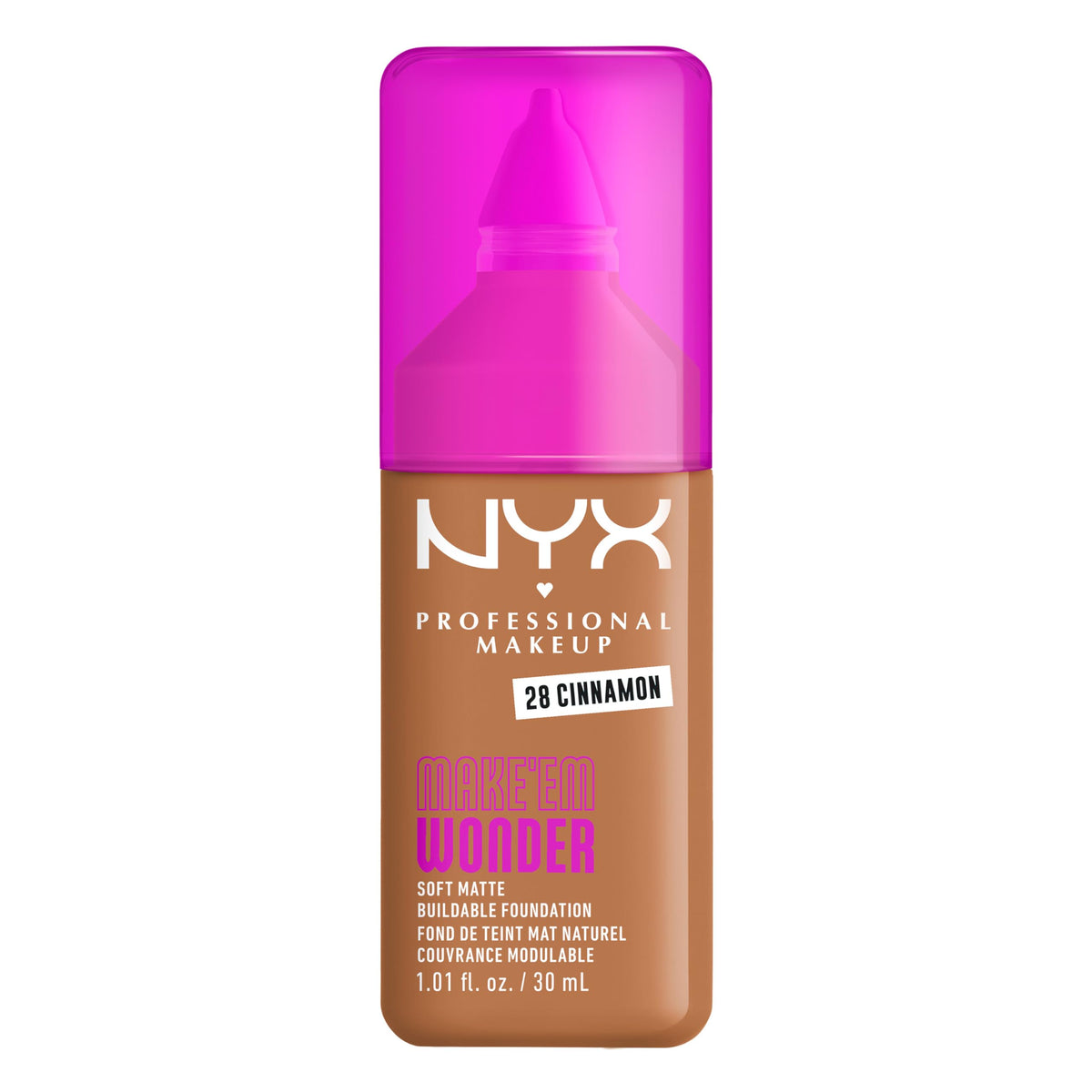 NYX Make 'Em Wonder Liquid Foundation 28 Cinnamon front view
