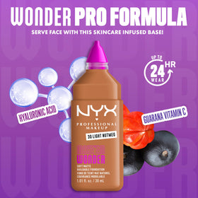 NYX Make 'Em Wonder Liquid Foundation 30 Light Nutmeg packaging details