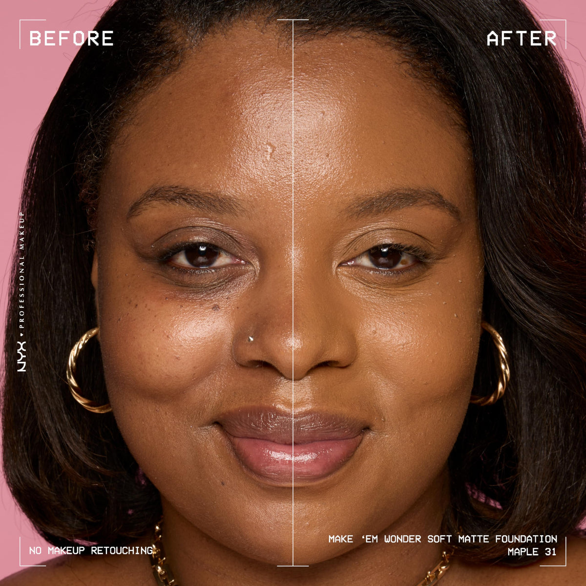 NYX Make 'Em Wonder Liquid Foundation 31 Maple texture on skin