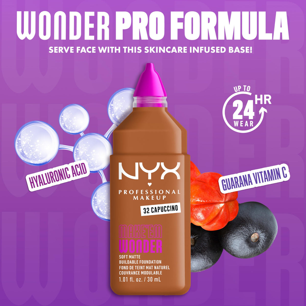 NYX Make 'Em Wonder Liquid Foundation 32 Cappuccino swatch