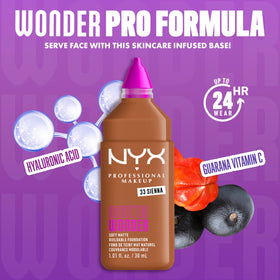 NYX Make 'Em Wonder Liquid Foundation 33 Sienna bottle side view