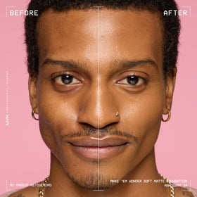 NYX Make 'Em Wonder Liquid Foundation 34 Mahogany swatch on skin