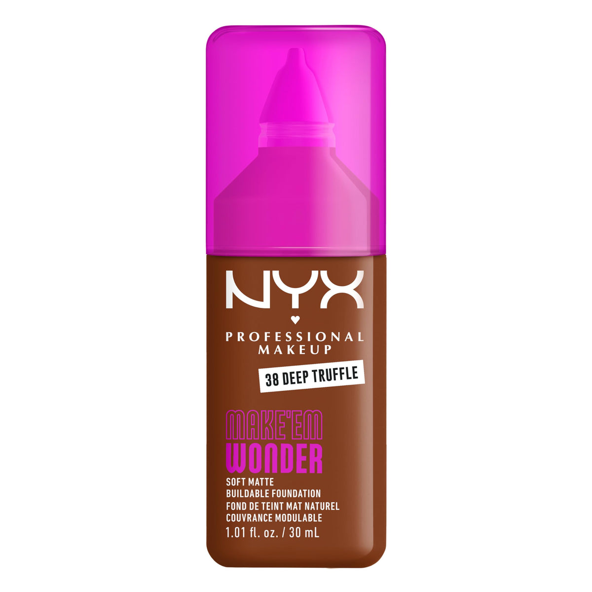NYX Make 'Em Wonder Liquid Foundation 38 Deep Truffle front view