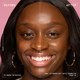 NYX Make 'Em Wonder Liquid Foundation 39 Cocoa texture on skin