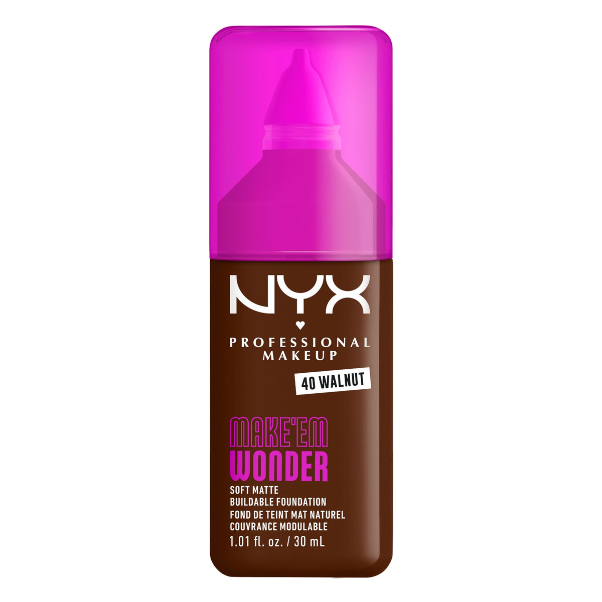 NYX Make 'Em Wonder Liquid Foundation 40 Walnut front view