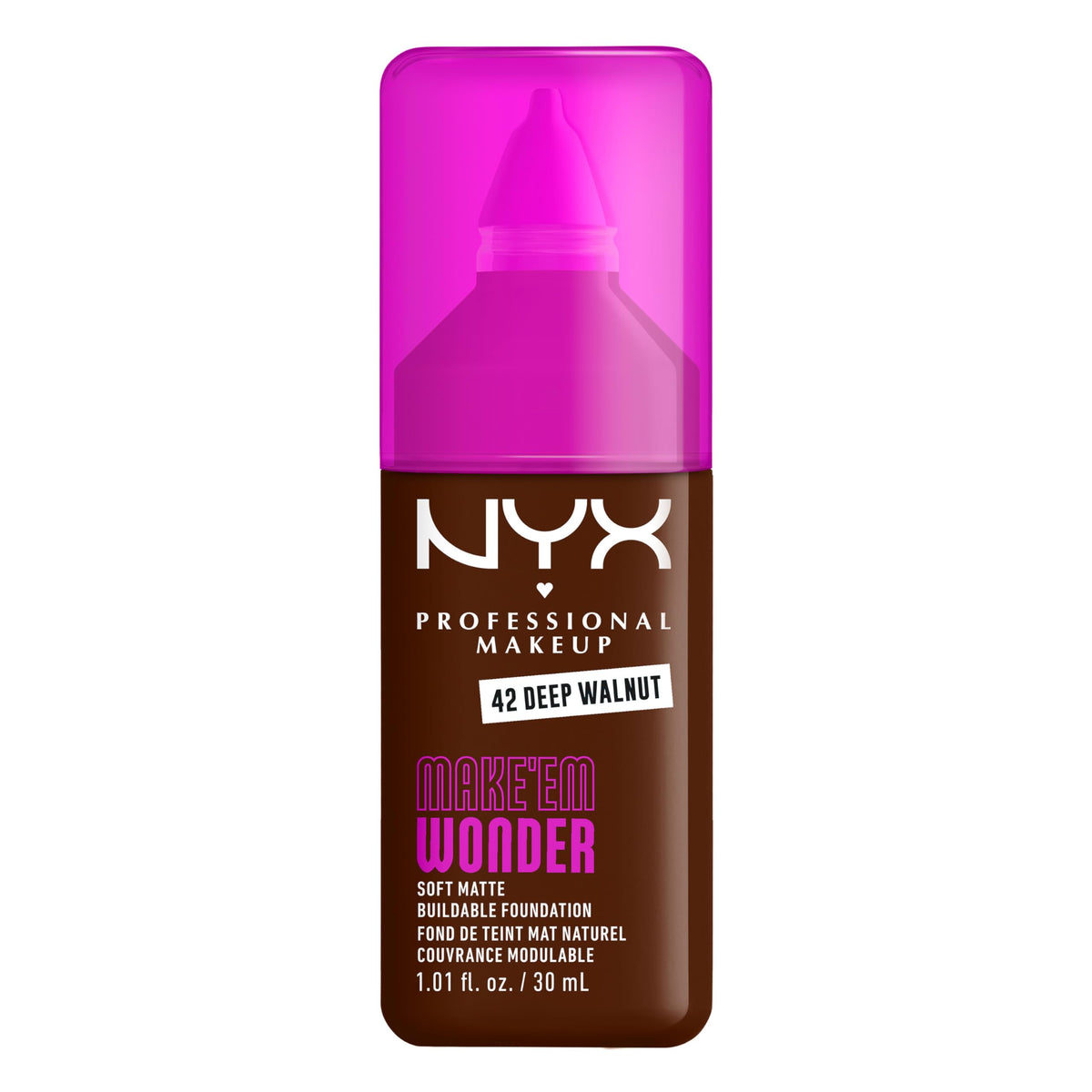NYX Make 'Em Wonder Liquid Foundation 42 Deep Walnut front view