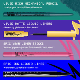 NYX Mechanical Eye Pencil Slate Grey next to other eyeliners
