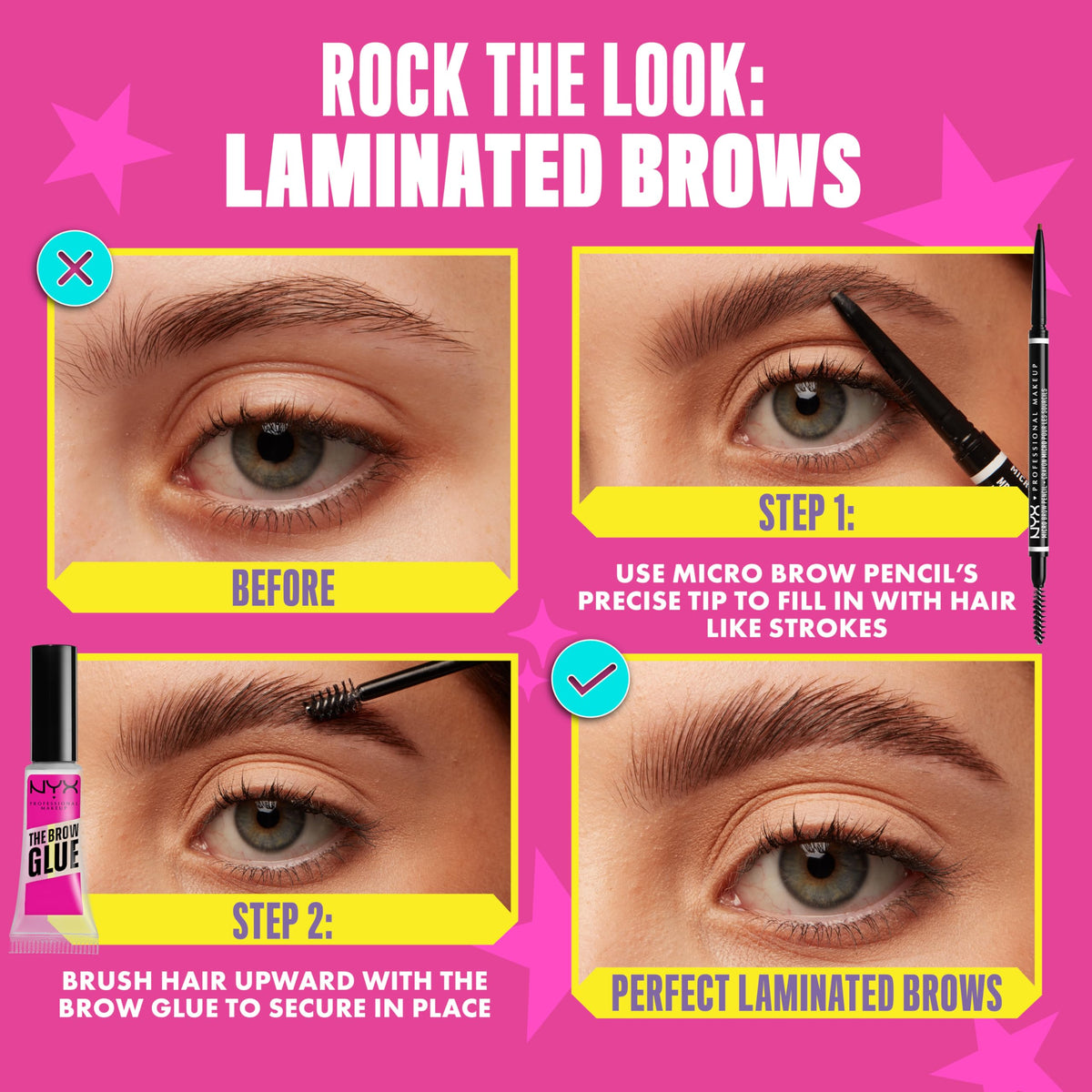 NYX Micro Brow Pencil Black alongside other brow products