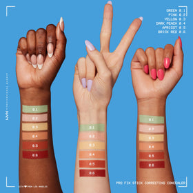 NYX Pro Fix Stick Correcting Concealer Brick Red in use on model