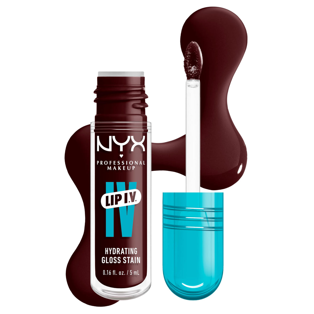 NYX PROFESSIONAL MAKEUP Lip IV Hydrating Glossy Lip Stain Water Bout Wine front view