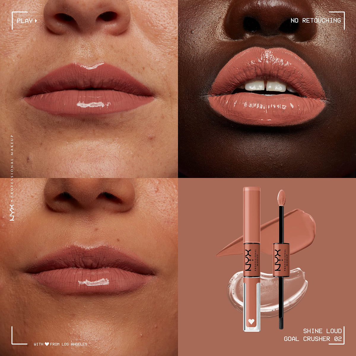 NYX Shine Loud Liquid Lipstick Goal Crusher swatch on skin