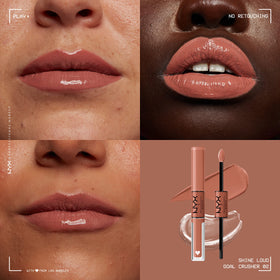 NYX Shine Loud Liquid Lipstick Goal Crusher swatch on skin