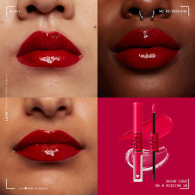 NYX Shine Loud Liquid Lipstick On A Mission swatch on skin