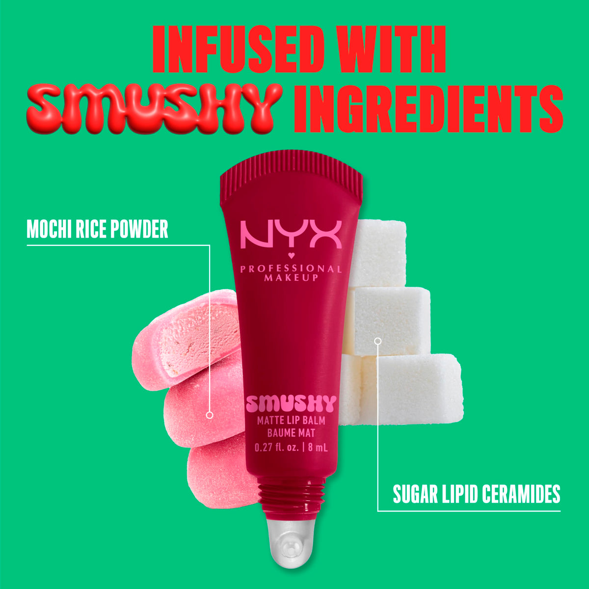 NYX Smushy Matte Lip Balm Cherry Red in hand