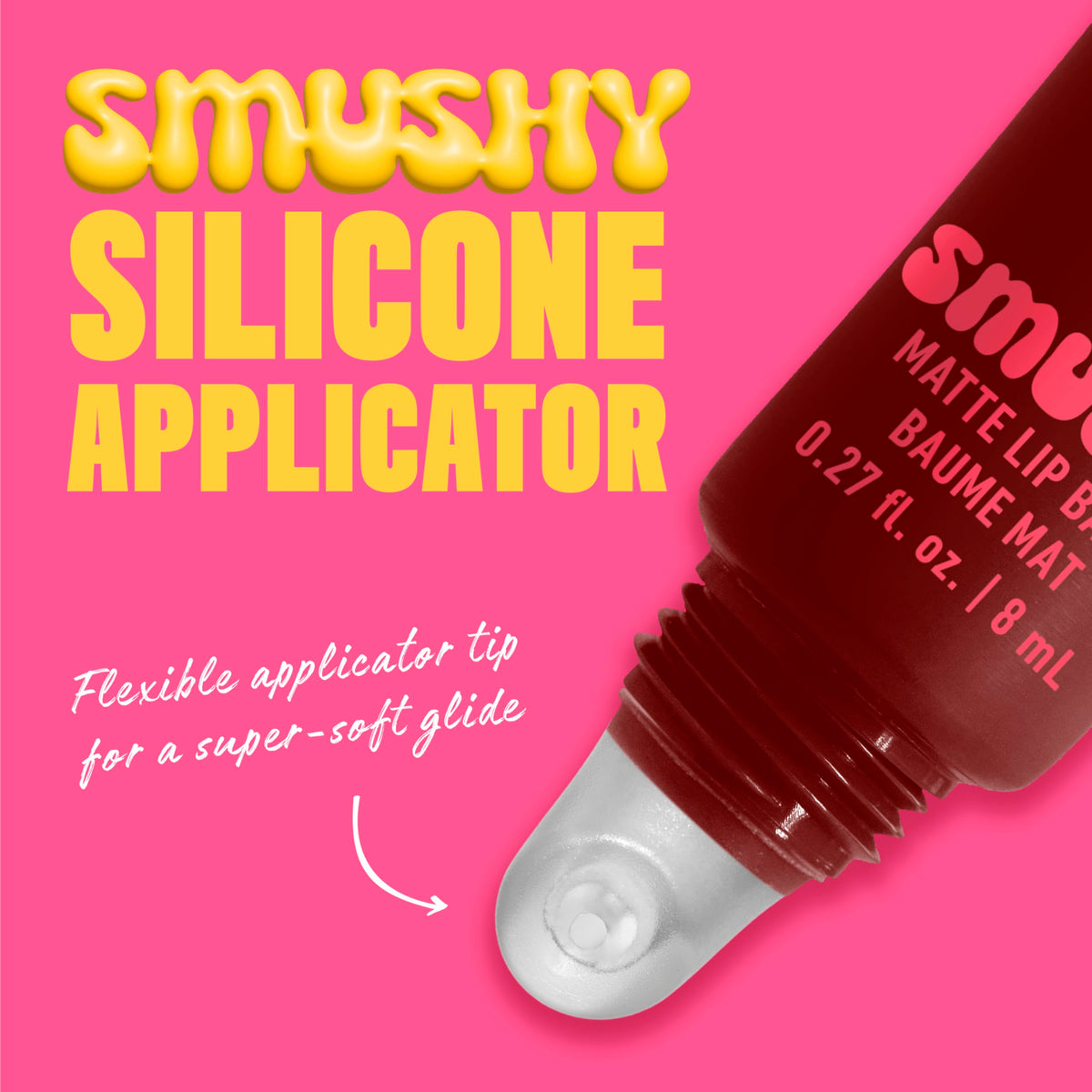 NYX Smushy Matte Lip Balm in hand with a natural background