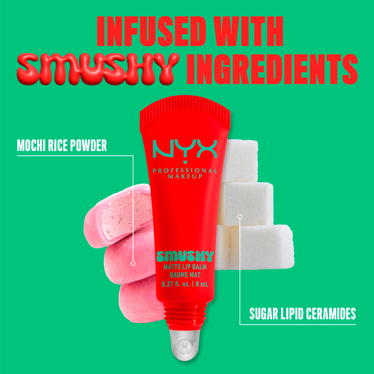 NYX Smushy Matte Lip Balm Soft Sorbet in hand
