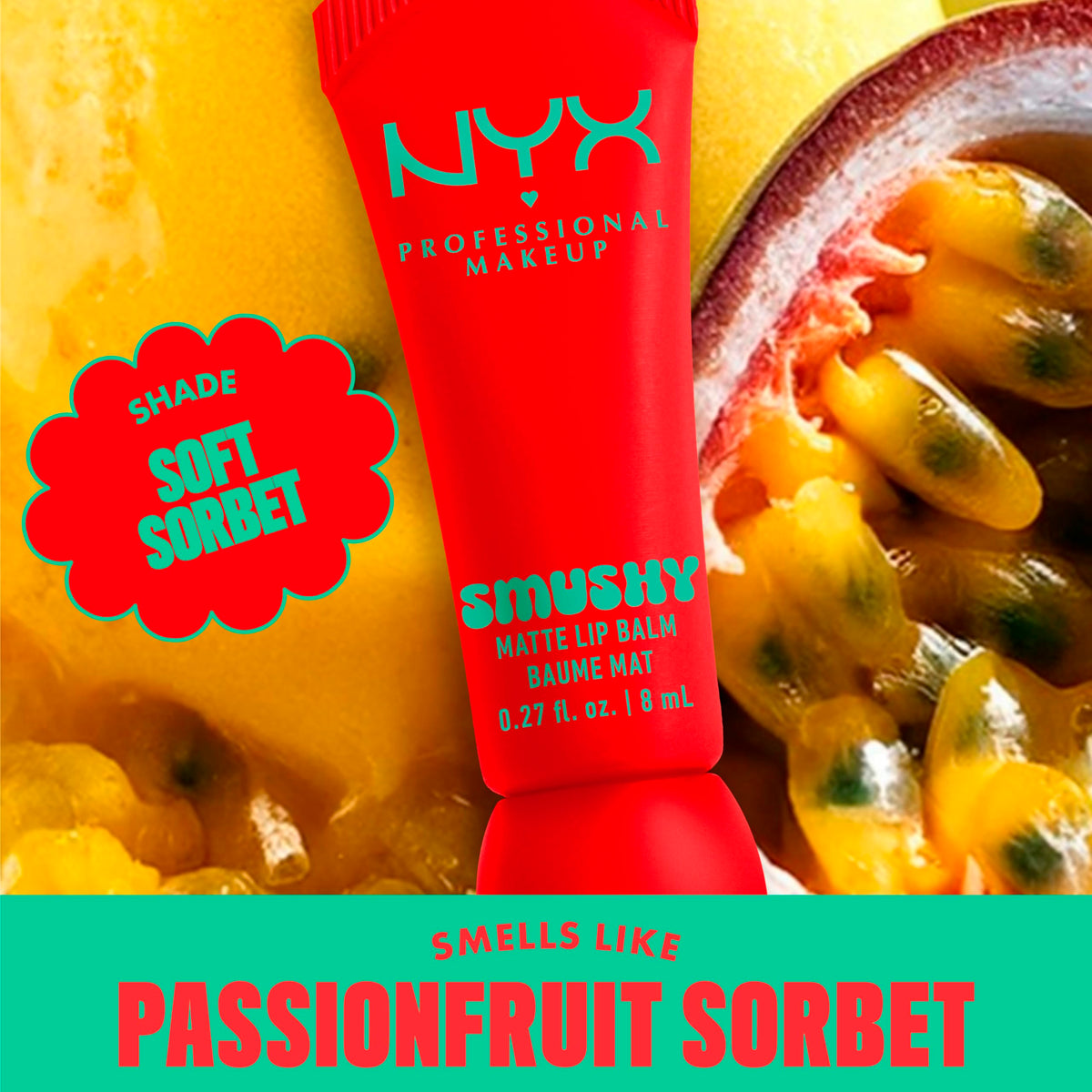 NYX Smushy Matte Lip Balm Soft Sorbet swatch on skin