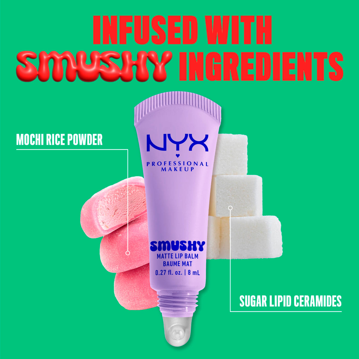 NYX Smushy Matte Lip Balm Sugar Smush with other lip products