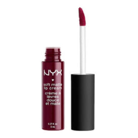 NYX Soft Matte Lip Cream Copenhagen front view with rich plum colour