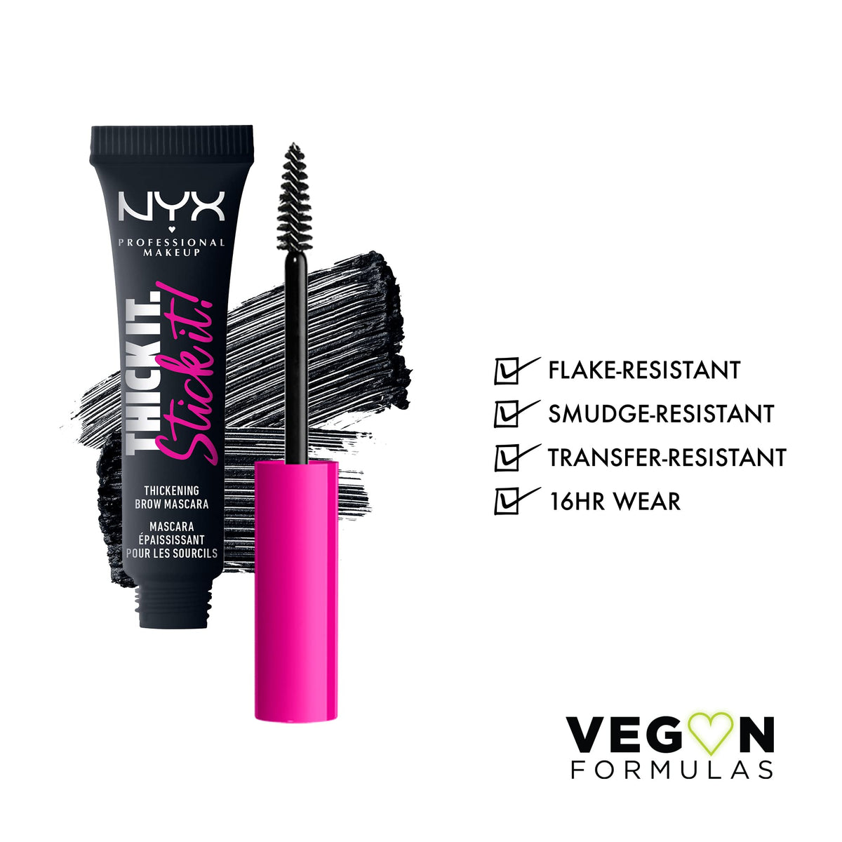 NYX Thick It Stick It Brow Mascara showing brush applicator