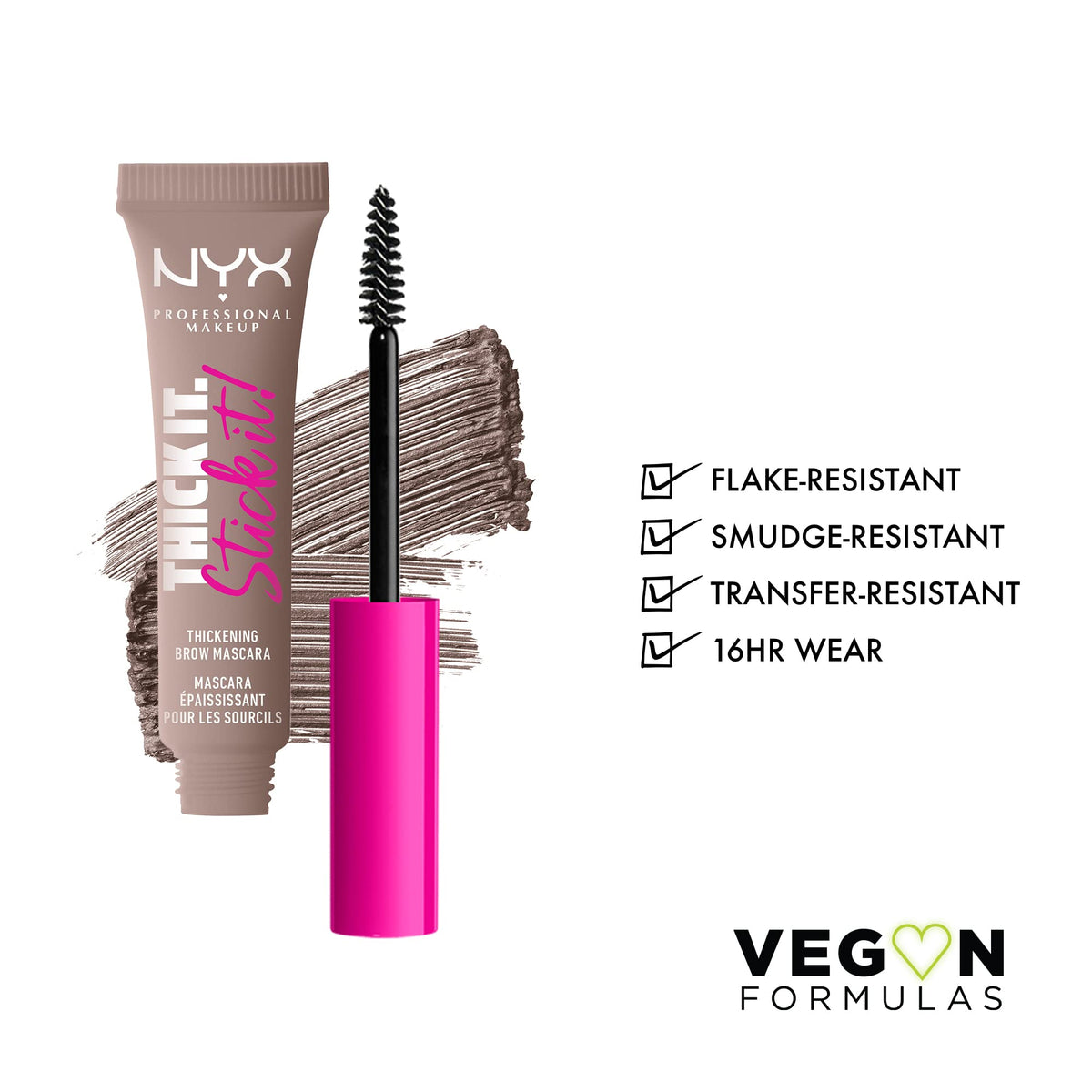 NYX Thick It Stick It Brow Mascara showing the brush applicator