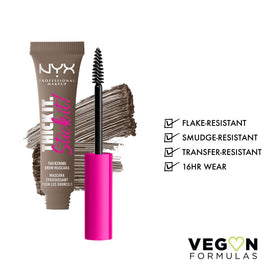 NYX Thick It Stick It Brow Mascara Taupe with applicator close-up