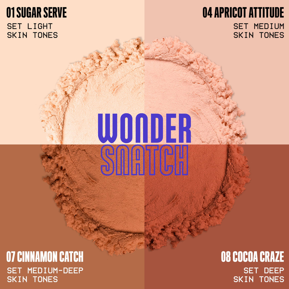 NYX Wonder Snatch Setting Powder in various shades display
