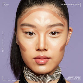 NYX Wonder Stick highlighting and contouring application on skin
