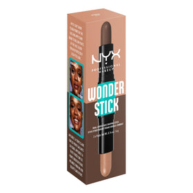 NYX Wonder Stick packaging on a vanity with other makeup products