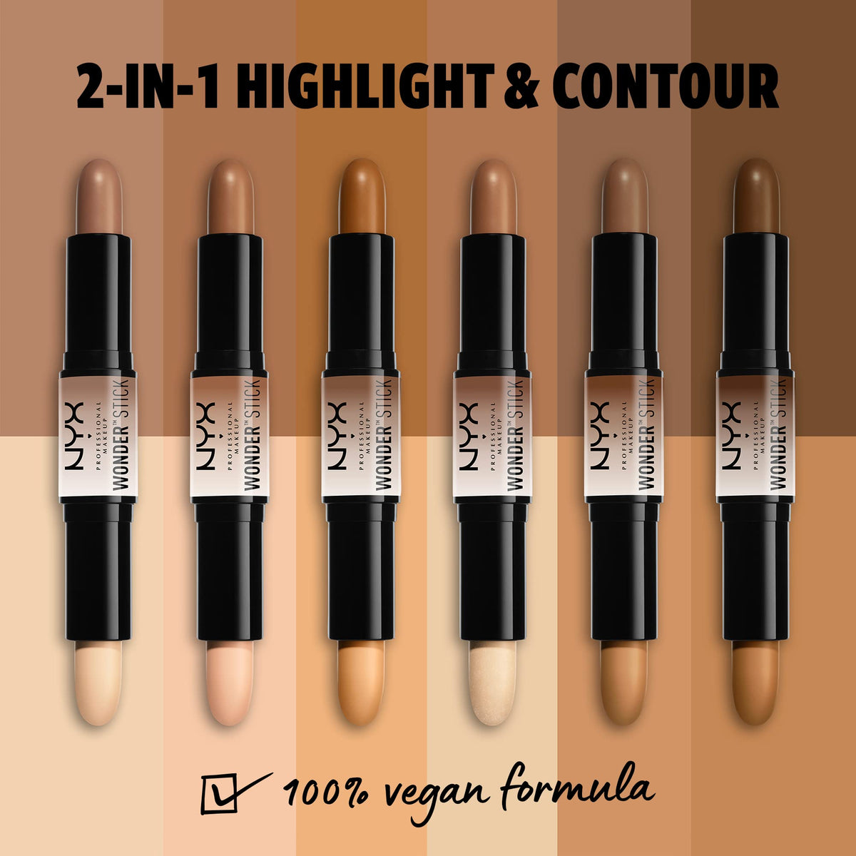 NYX Wonder Stick showing creamy highlight and contour sides