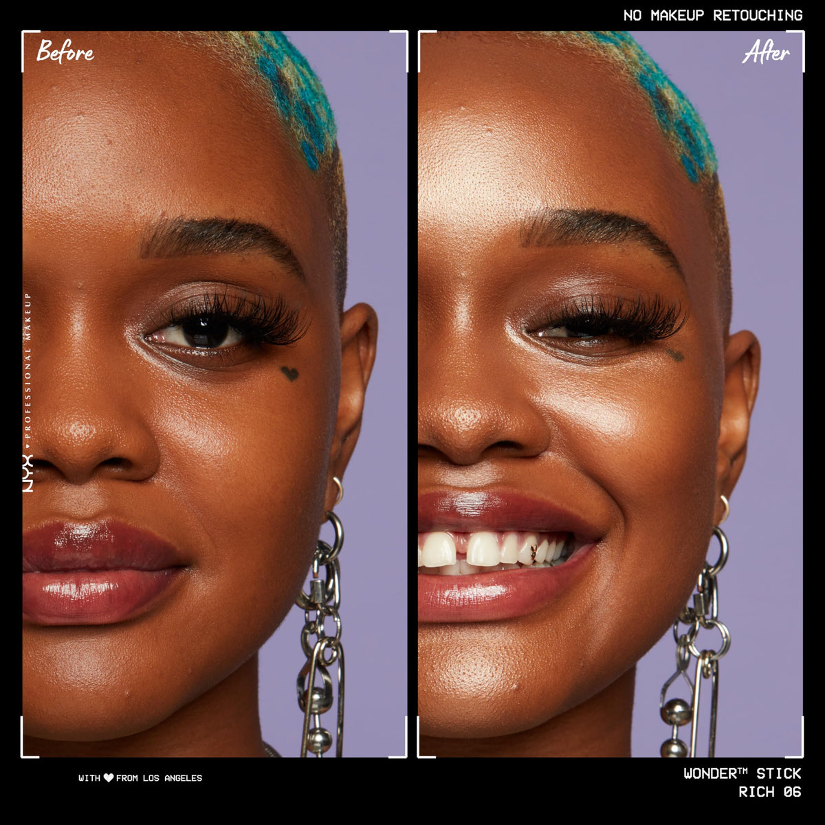 NYX Wonder Stick swatches on skin showcasing contour and highlight shades