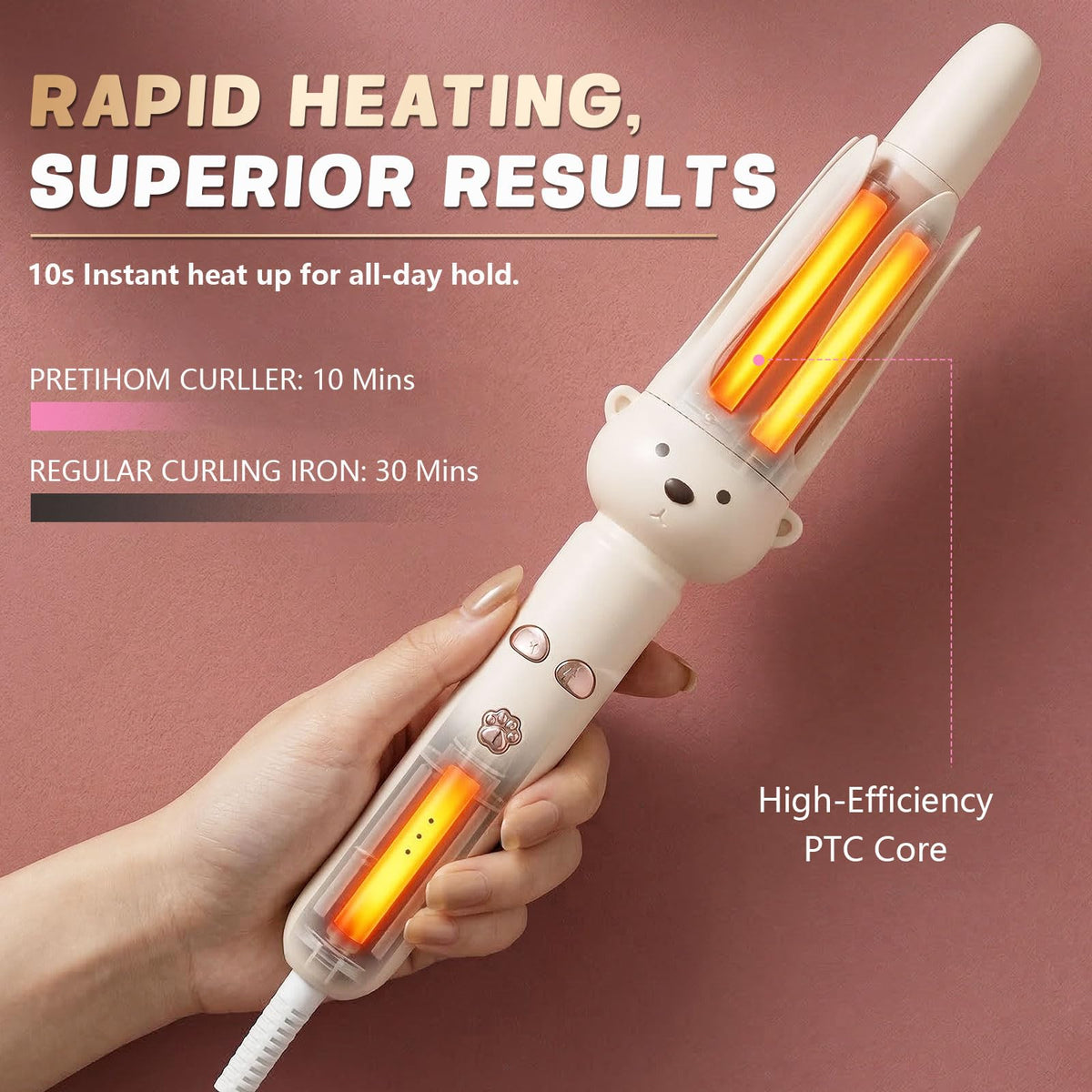 O-CONN curling iron with tangle-free design