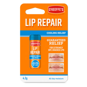 O'Keeffe's Cooling Relief Lip Repair Balm front view with peppermint flavour