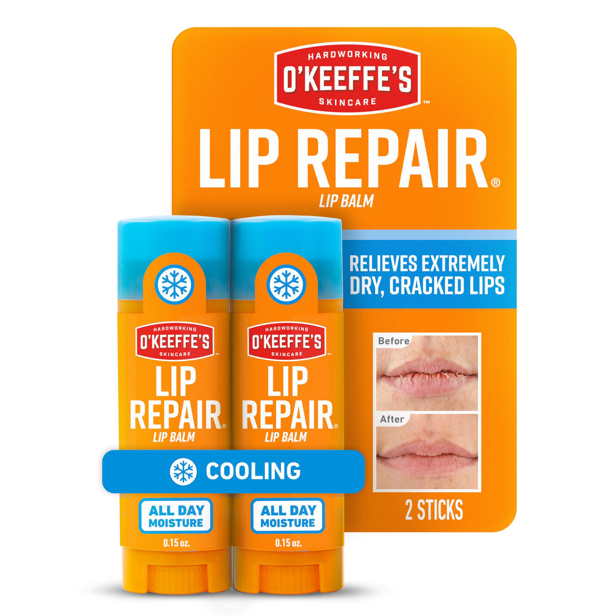 O'Keeffe's Lip Repair Balm Cooling Relief Twin Pack front view