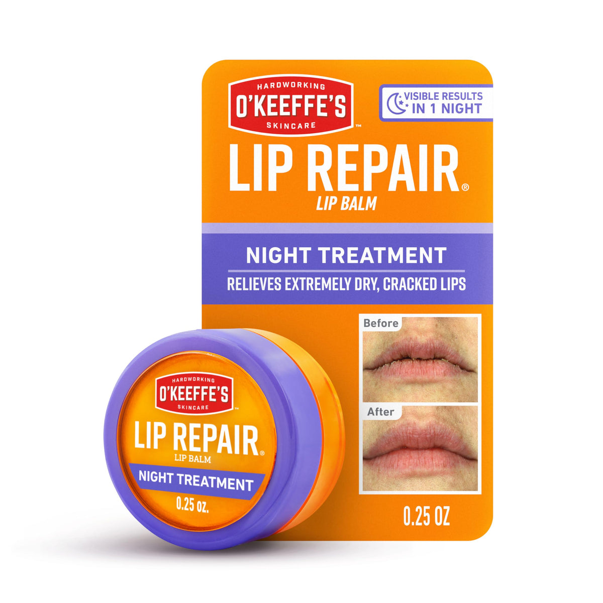 O'Keeffe's Lip Repair Night Balm 0.25 oz jar front view