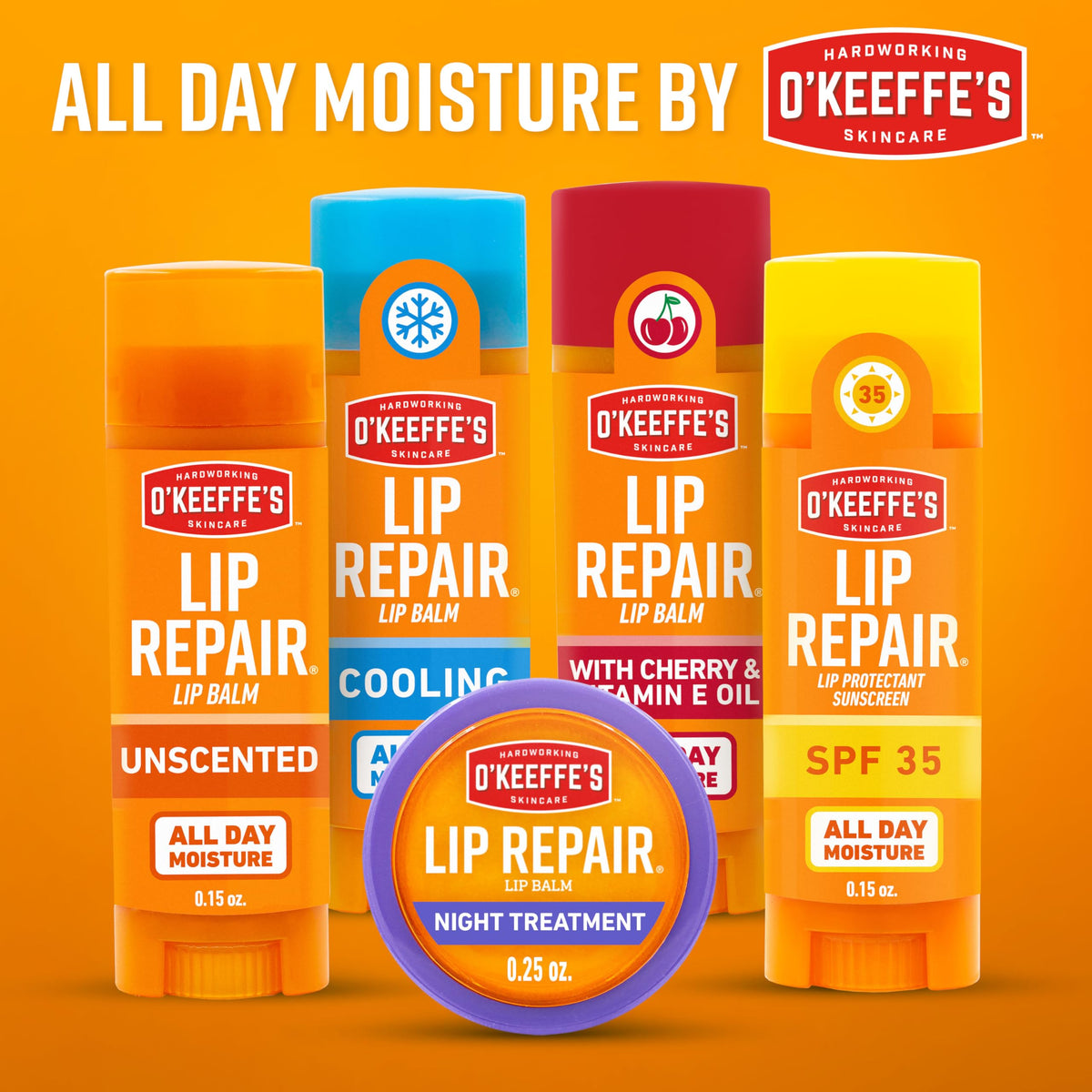 O'Keeffe's Lip Repair Night Balm on a bedside table