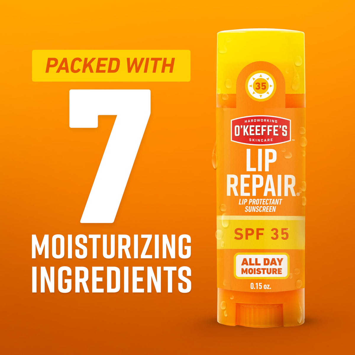O'Keeffe's Lip Repair SPF 35 Balm applied on lips