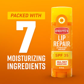 O'Keeffe's Lip Repair SPF 35 Balm applied on lips
