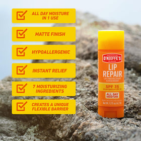 O'Keeffe's Lip Repair SPF 35 Balm close-up of the stick
