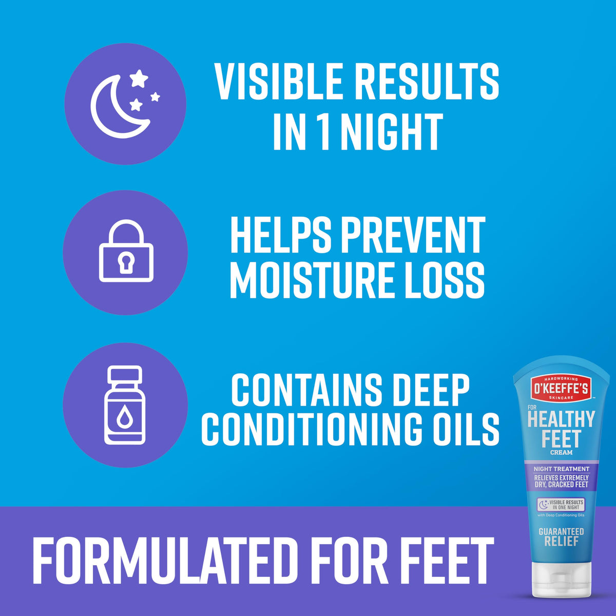O'Keeffe's Night Combo Pack on a bathroom counter