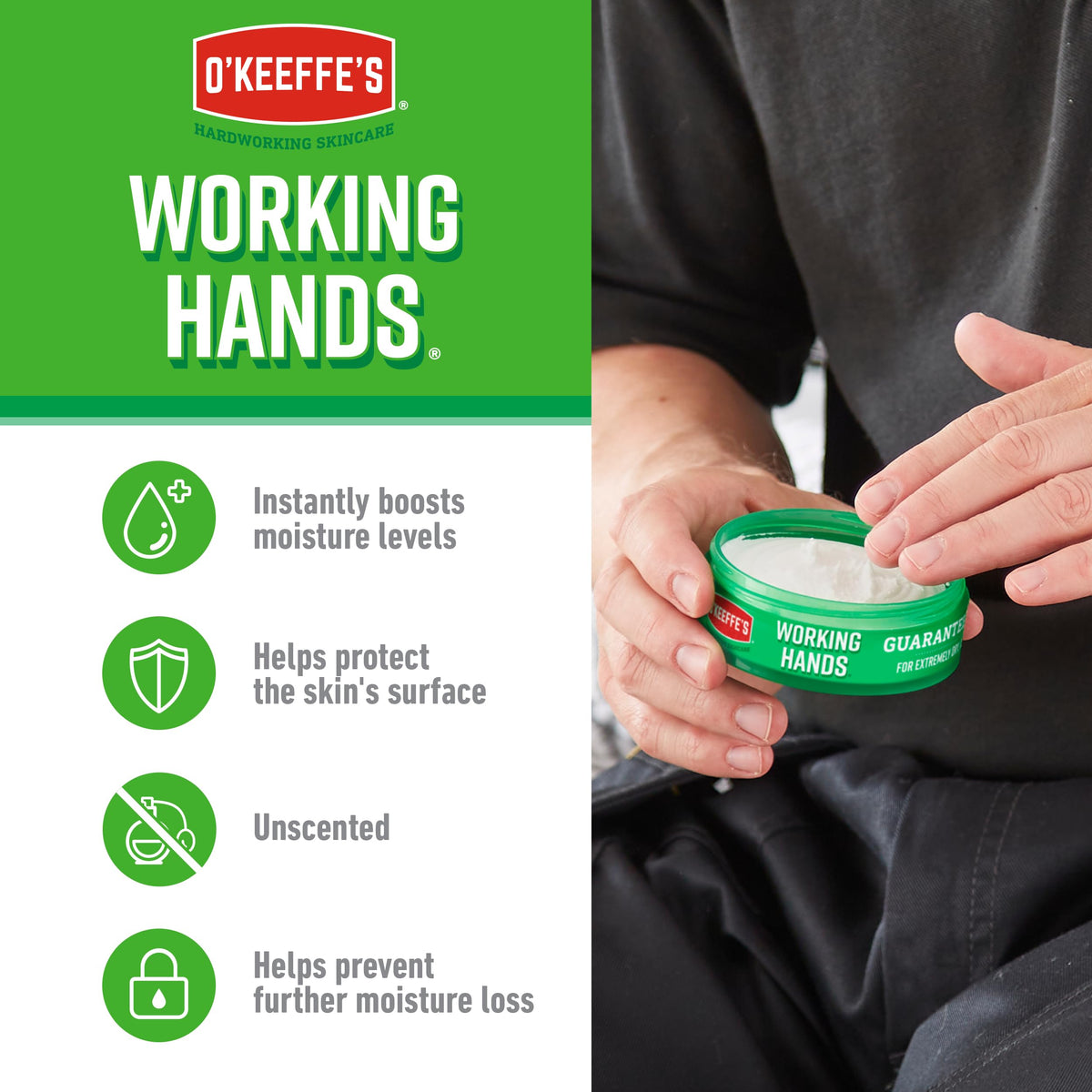 O'Keeffe's Working Hands Hand Cream application on hands