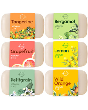 O NATURALS Citrus Soap Bar 6 Pack front view with assorted scents