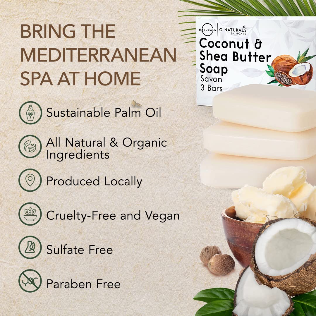 O NATURALS Coconut Shea Butter Soap Bar with coconut and shea butter