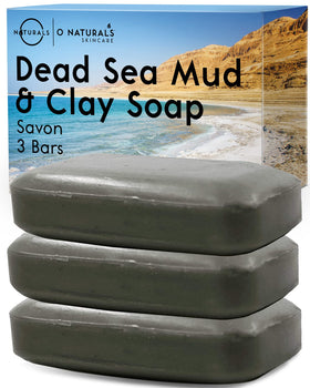 O NATURALS Dead Sea Mud Clay Soap Bar 3 Pack front view